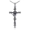 Hänghalsband Jesus Crucifix rostfritt stål tvärhalsband Vintage Big Christian Religion Jewelry for Men Prayer Gifts LN3027