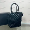 Bolso De Cesta 23 Cm Elegante Bolso De Hombro Para Mujer Cuero Diamante Clásico Negro Insignia Grande Bolso De Lujo Matelasse Cadena Bandolera Bolsas De Axilas Sacoche Compras