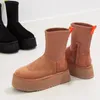 Stiefel Wildleder Baumwolle Schnee Warme Knöchel Chelsea 2023 Winter Dicke Sohle Goth Schuhe Kurze Plüsch Walking Chaussure Frauen 231115