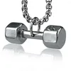 Colares pendentes Moda Moda Aço inoxidável Colar de aço Barbell Dumbbell Equipamento de fitness Equipamento de ginástica masculina Acessórios para roupas esportivas