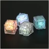 Autres fournitures de fête festives LED étanche Ice Cube MTI Couleur Clignotant Lueur dans les cubes sombres Bars Anniversaire de mariage Noël Festi Dhxdc