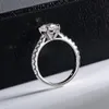 Anéis de noivado de diamante de moissanite 2ct para mulheres 100% prata esterlina 925 joias de ajuste de moldura de casamento de noiva