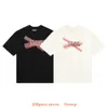 디자이너 패션 의류 남성 티 TSHIRT MM6 MAJIRA 짧은 슬리브 여름 새로운 빨간 테이프 인쇄 라운드 넥 하이 스트리트 캐주얼 느슨한 남자 여자 티셔츠