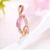 Pendanthalsband Ociki Rose Gold Color Pink Opal CZ Crystal Choker Ross Quartz Tulpaner For Women Girls Gift Drop