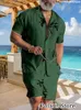 Heren tracksuits Summer Beach Wear Kleding Men Hawaiiaans shirt Set 2 -delige outfit knoop omhoog Shirts Coconut Tree Gedrukte T -shirts Vakantie 230414