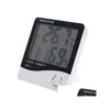 Moisture Meters Wholesale Mti-Function Htc-1 Digital Lcd Temperature Humidity Hygrometer Thermometer Clock Meter With Calendar Drop De Dhaiq