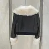 女性の毛皮のフェイクナチュラルリアルシープコート冬2023年ファッション特大の襟短い衣服厚い高品質231115