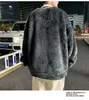 Felpe con cappuccio da uomo Felpe grigio peluche uomo stile coreano oversize tinta unita o collo abiti invernali caldi streetwear allentato per uomo 231115