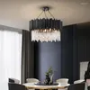 Kroonluchters JMMXIUZ Moderne zwarte kroonluchter Ronde Crystal Lamp Lighting voor woonkamer Luxe huisdecoratie LED Cristal Licht armaturen