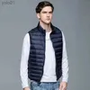 Masculino para baixo parkas ultraleve para baixo colete masculino sleless ultra leve para baixo coletes jaqueta fina masculino leve à prova de vento quente colete portátill231115