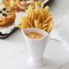 Borden twee cup-mond Fries Cup Saus Fry Dipping Serving 2 in 1 kegel dip plankhouder salade snackplaat