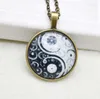 Pendentif Colliers Noir Blanc Gothique Yin Yang Collier Verre Cabochon Ras Du Cou Déclaration Pour Femmes Bijoux Cadeaux