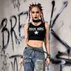 Damestanks Goth Dark Cyber ​​Mall Gothic Techwear Cargo Tank Tops Grunge Punk Black Ribbed Rivet Crop Top Emo Egirl Slim Alt Streetwear