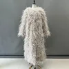 女性の毛皮のフェイク女性ナチュラルダチョウフェザーコートレディラグジュアリーオーバーコートファッション冬の長いふわふわしたアウターウェアS5547 231115