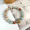 Strand Drop Natural Blue Imperial Jasper Stone Bransoletka Amazonite Flat Bead Banles Modna biżuteria Prezent