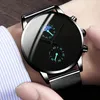 腕時計sdotter reloj hombreモードUhrマナービジネスUhren Luxus Klassische Schwarz Edelstahl Mesh Gurtel Quarz Armbanduhr Montre