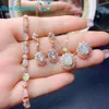 Bruiloft Sieradensets Natuurlijke Opaal Sieraden Set 4*6mm Edelsteen Ring Oorbel 6*8mm Hanger Ketting Prachtige Bruiloft Sieraden Set voor Vrouwen 231115