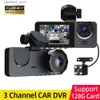 Car DVR Dash Cam pour caméra de voiture Enregistreur vidéo Dashcam DVRs Boîte noire 3 * Objectif DVR avec caméra de recul Moniteur de stationnement 24H 3 canaux Q231115