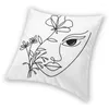 Pillow Abstract Art Face And Flowers Cover Minimalist Emotions Square Throw Case For Car Pillowcase Home Decorative