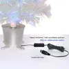 Décorations de Noël 60cm Mini fibre optique irisée Arbre artificiel de table avec lumières LED Base argentée Table de Noël