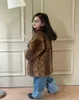 Jackets 7750 Children Coat 2023 Winter New Korean Girls Snake Leopard Fur Coat Fashionable Baby Long Padded Coat Outerwear J231115