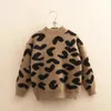 Pullover Girls Sweater Kids Coat Outwear Leopard Plus Velvet Thicken Warm Winter Autumn Tops Fleece Christmas Children's Clothing 231115