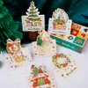 10PC Greeting Cards Merry Christmas Greeting Card Mini Friends Family Wishing 3D Birthday Cake Postcard Children's New Year Christmas Decorative Gift 231115