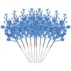 Dekorativa blommor 10 datorer Julimitationsbär växter Fake Berry STEM Artificial Foam Tree Wreath Picks