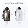 Water Bottles 2.3 Liter Fitness Sport Bottle Gallon Plastic Large Capacity With Straw Outdoor Climbing Bicycle Drink