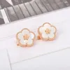 Studörhängen 2023 Trend smycken Rose Gold Natural Gem Lucky Flower Women's Mother of Pearl Spring Party Gift