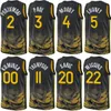 인쇄 남성 시티 농구 Andrew Wiggins Jersey 22 Stephen Curry 30 Chris Paul 3 Klay Thompson 11 Draymond Green 23 Kevon Looney 5 아이콘 검은 블루 화이트 옐로우