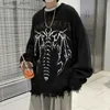 Herentruien Vleermuistruien Skelettrui Gebreid Vintage Gescheurd Herenkleding Oversized Schedeltrui Dames Harajuku Gothic Q231115