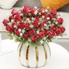 Decorative Flowers Coffee Shop Decor Silk Champagne Roses Buds Artificial Indoor And Outdoor Garden Decoration Simulation Rose Bundle