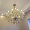 Cognac Colour Crystal Chandelier Living Room Villa Home Hall Bedroom Restaurant Candle Chandelier European Hotel Lobby LED Light