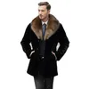 Hommes fourrure Faux col à manches longues simple boutonnage manteau hommes hiver épais chaud marque affaires décontracté mince vêtements d'extérieur 231114