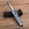 Blue Blue Flag Handle A161 Auto Tactical Knife 440C Två-ton Tanto Point Blade Zn-Al-legeringshandtag EDC-knivar med nylonpåse med nylonpåse
