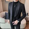 Herrjackor 2023 Autumn/Winter New Jacket Men's Solid Casual Business Slim Fit Wedding Groom Banquet Formal Coat Wear Wear S-4XLL231115