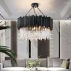 Kroonluchters JMMXIUZ Moderne zwarte kroonluchter Ronde Crystal Lamp Lighting voor woonkamer Luxe huisdecoratie LED Cristal Licht armaturen