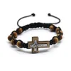 wooden beads cross jesus Briaded Bracelets Adjustable Coffee Brown xmas gift new arrival men women vintage