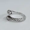 Cluster Rings Silver Color Creative Terndy Two-headed Snake Animal Charm Women Girl Birthday Party Jewelry Gift