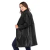 Женская кожаная куртка плюс размеры одежда длинная стойка воротник Slim pu Women 2023 Spring Faux