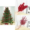 Decorative Flowers 5pc Christmas Red Berries Artificial Branch Fake Ornament Xmas Tree Decor DIY Garland Wedding Year Gift 2023