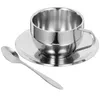 Set di stoviglie Tazza da caffè Kit da tè in acciaio inossidabile Set di posate Piattino Tazze in metallo con piattini