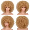 Perucas sintéticas curto afro para mulheres negras africano rosa fofo macio cosplay cabelo natural kinky encaracolado peruca com franja 231115