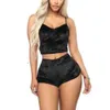 Sexy Lingerie Set for Women Velvet Pajamas Sleepwear Cami and Shorts Nightwear Lace Camisole Sets Strappy Babydoll