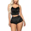 Sexig underkläderuppsättning för kvinnor sammet pyjamas sömnkläder cami och shorts nattkläder spets camisole set strappy babydoll