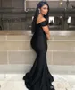 Vestidos de dama de honor negros personalizados con hombros descubiertos, vestido largo de noche, vestido de fiesta de sirena para bodas, vestido de compromiso elegante