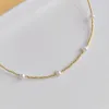 Collier ras du cou HERLOOK en perles naturelles pour femmes, colliers de perles plaqués or de 3mm, bijoux en métal de haute qualité