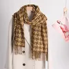 Scarves Fashion Plaid Fringe Cashmere Scarf For Women Versatile Coldproof 2023 Autumn Winter High Street Casual Female Shawl