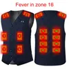 Jachtjassen 16 plaatsen Zones Verwarmd vest 3 Gears thermische kleding USB opladen Elektrische verwarming Vrouwen mannen voor buitenreizen
